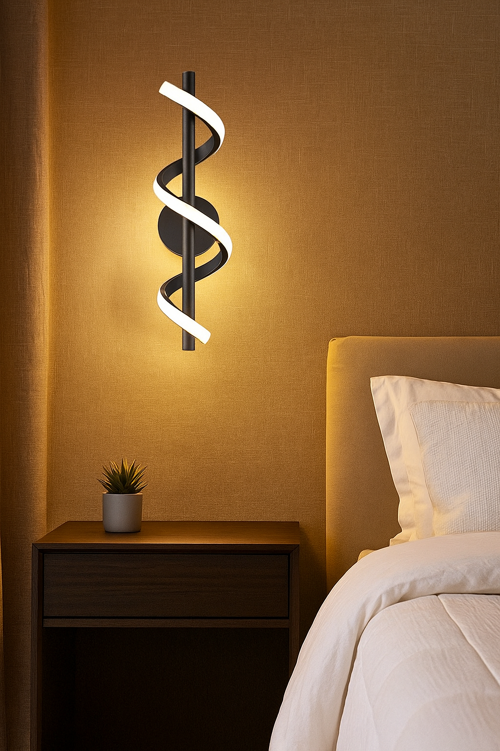 ARANDELA ESPIRAL PRETA 9W 30CM GOOD - Imagem 2