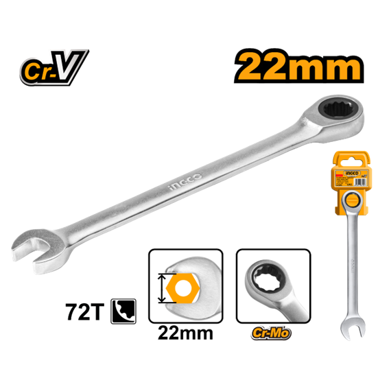 CHAVE COMBINADA CATRACA 22MM HCSPAR221 INGCO