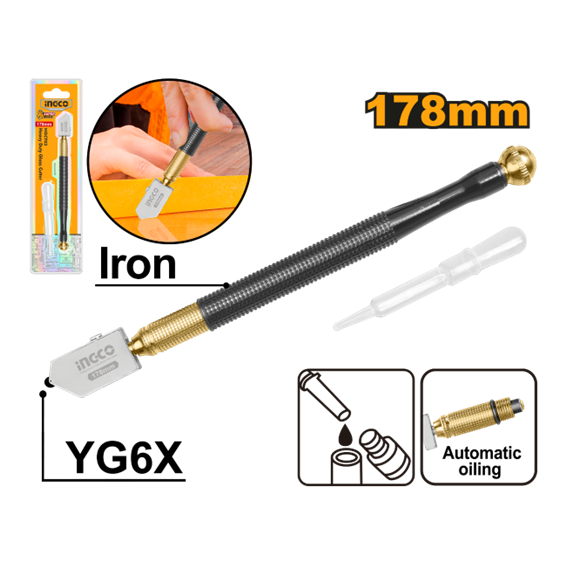 CORTADOR DE VIDRO PROFISSIONAL  178MM HGCT03 INGCO