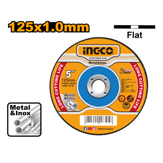 DISCO CORTE METAL 125X1.0X22.2MM MCD1012 INGCO