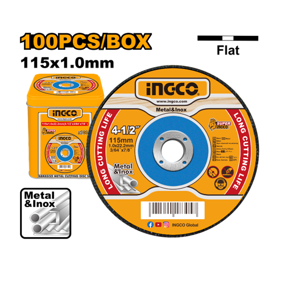 DISCO DE CORTE METAL 115X1.0MM MCD10115100 INGCO