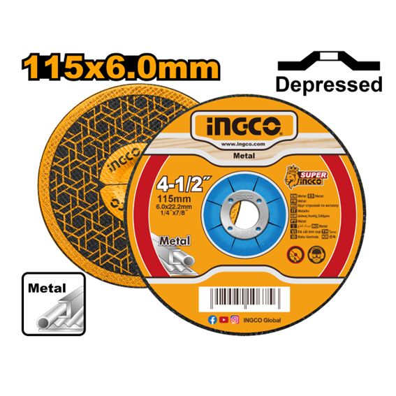 DISCO DESBASTE METAL 115X6.0X22.2MM MGD6 INGCO