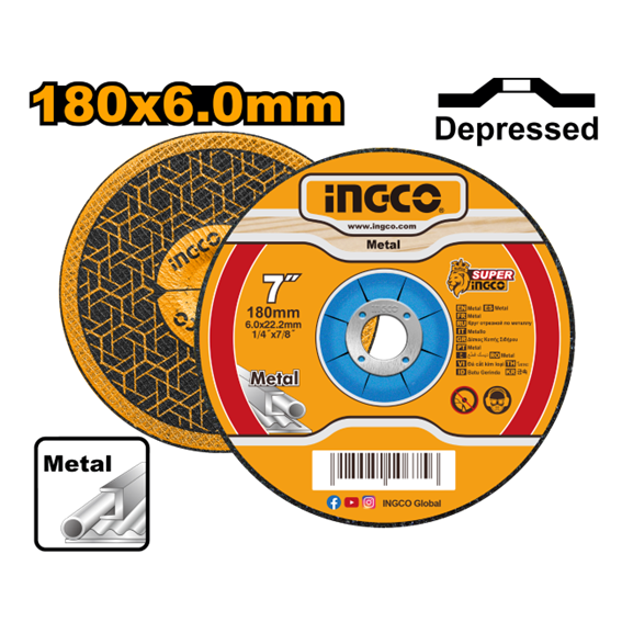 DISCO DESBASTE METAL 180X6.0X22.2MM MGD6 INGCO