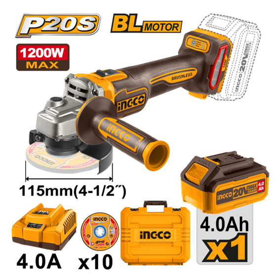 ESMERILHADEIRA 1200W 4.1/2'' 20V CAGLI2211531-9 INGCO