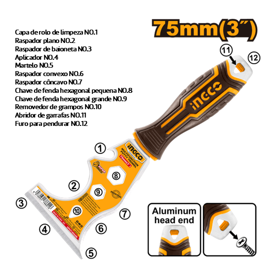 ESPATULA  ACO INOX MULTI 75MM HPUT18060M INGCO