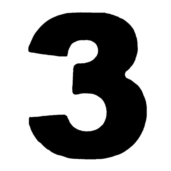 NUMERO PRETO 125MM TRES NUMERAL