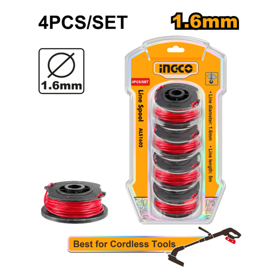 FIO NYLON 1.6MM 4PEÇAS VM ALS1602 INGCO