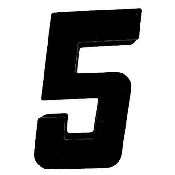 NUMERO PRETO QUADRADO 3D 185MM CINCO