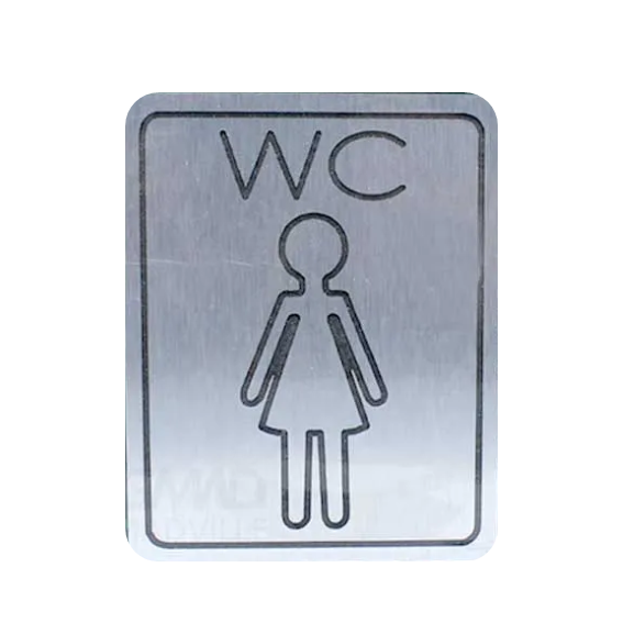 PLACA AÇO ESCOVADO 125X100MM WC FEMININO GOOD