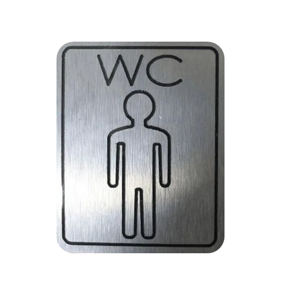 PLACA AÇO ESCOVADO 125X100MM WC MASCULINO GOOD