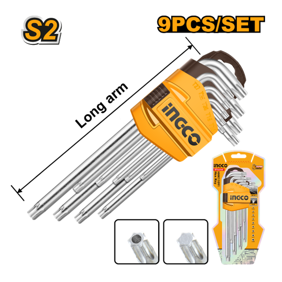 JOGO CHAVE TORX 9 PEÇAS T10-T50 HHK13091 INGCO