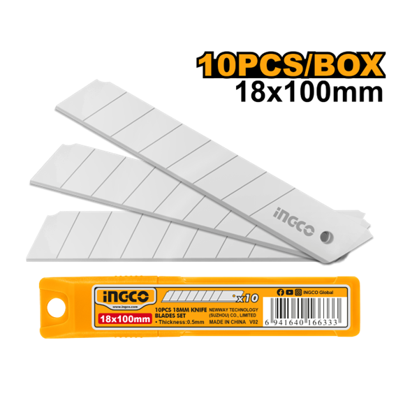 LÂMINA PARA ESTILETE 18MM 10 PEÇAS HKNSB112 INGCO