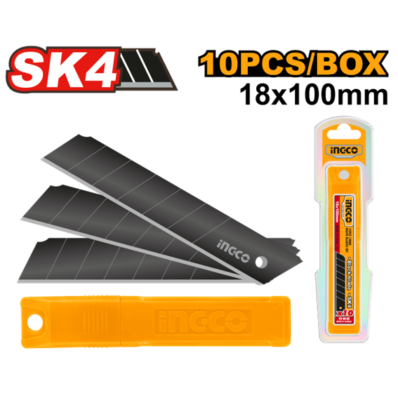 LÂMINA PARA ESTILETE 18MM SK4 10 PEÇAS HKNCB181 INGCO