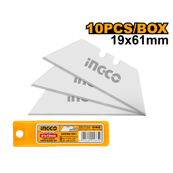 LÂMINA PARA ESTILETE TRAPEZOIDAL 19MM 10 PEÇAS HUKB61001 INGCO