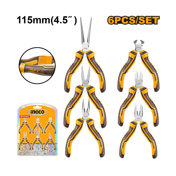 MINI ALICATE 4.5'' C/ 5PEÇAS HMPS06115 INGCO