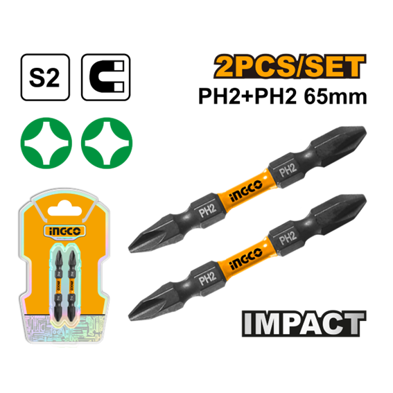 BITS IMPACTO PH2 65MM 2 PEÇAS SDBIM72PH265 INGCO
