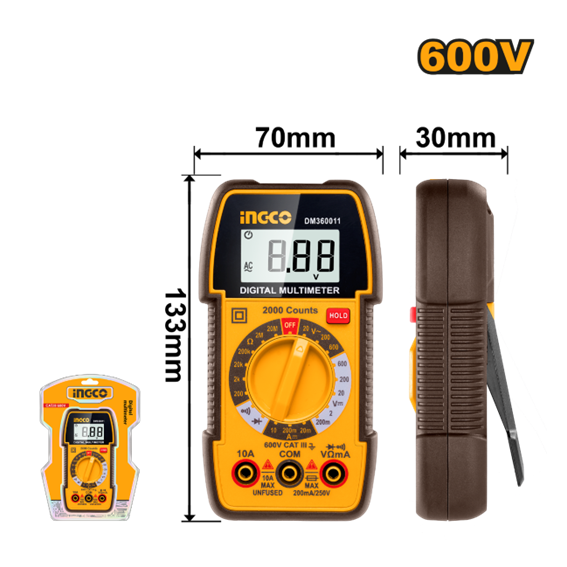 MULTIMETRO DIGITAL 600V DM360011 INGCO