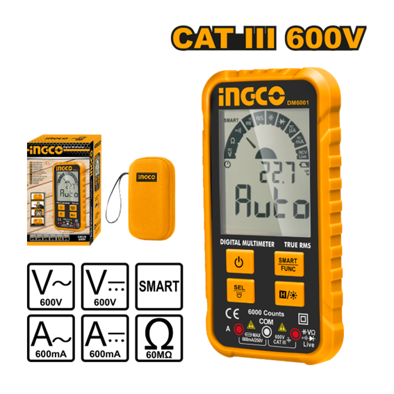 MULTIMETRO DIGITAL 600V TRUE-RMS DM6001