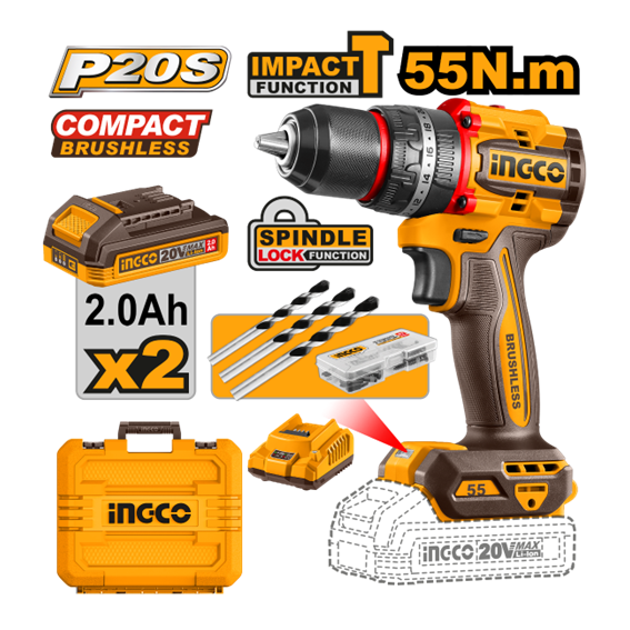 PARAFUSADEIRA 1/2'' 20V CIDLI20558-9 INGCO