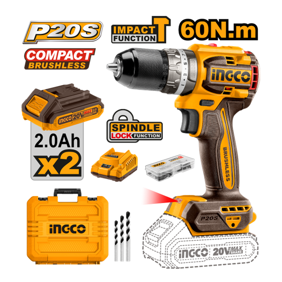 PARAFUSADEIRA 1/2'' 20V UCIDLI20602-9 INGCO