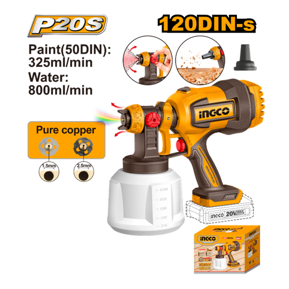 PISTOLA DE PINTURA 800ML 20V CSGLI2004 INGCO
