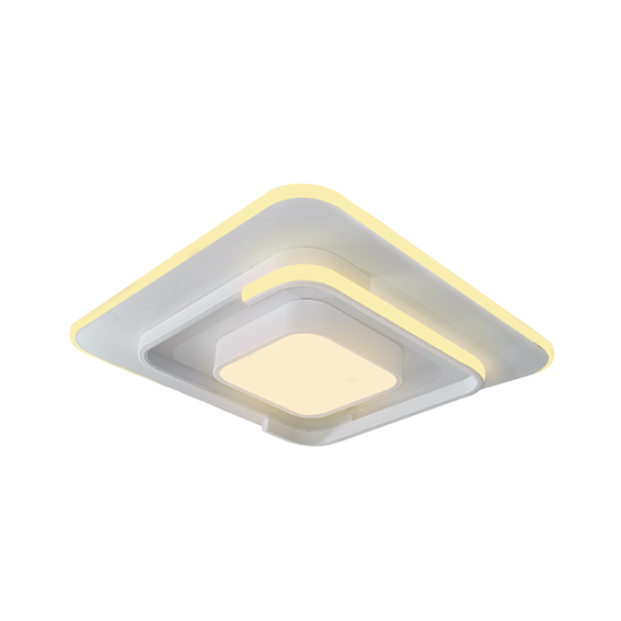 LUMINARIA DE TETO CRISTAL QUADRADA BRANCA LED 57W 50CM GOOD