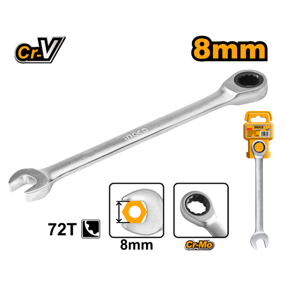 CHAVE COMBINADA CATRACA 08MM HCSPAR081 INGCO
