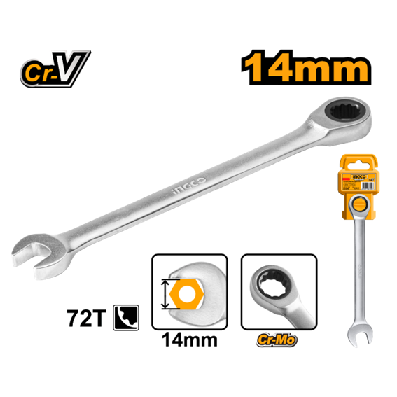 CHAVE COMBINADA CATRACA 14MM HCSPAR141 INGCO