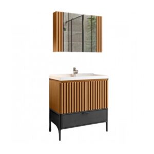 ARMÁRIO KIT ANGRA PRETO/FREIJO 80CM BALCONY