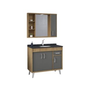 ARMÁRIO KIT PIACENZA MEL/CHUMBO 100CM BERTAZOLI