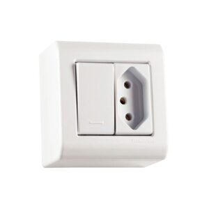 INTERRUPTOR  1 SIMPLES TOMADA 10A SOBREPOR  57304020 BRANCO LIZ