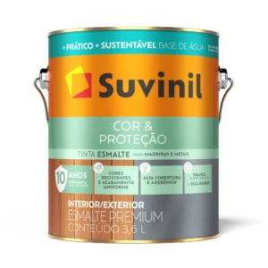 TINTA ESMALTE A BASE DE ÁGUA COR E PROTEÇÃO ACETINADO BRANCO 3.6L SUVINIL