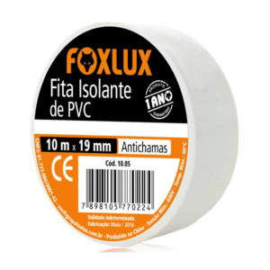 FITA ISOLANTE 19X10 ANTI-CHAMA BRANCA FOXLUX