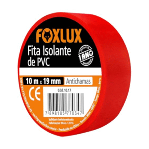 FITA ISOLANTE 19X10 ANTI-CHAMA VERMELHA FOXLUX