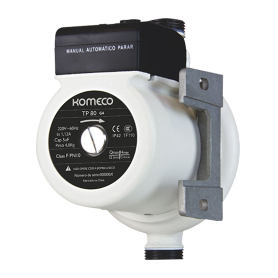 PRESSURIZADOR DE AGUA TP80 G4 127V 60HZ 100032230 KOMECO
