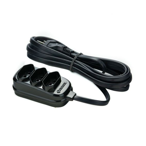EXTENSÃO 2P+T 10A 10M 3 TOMADAS PRETA FIOLUX