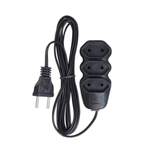 EXTENSÃO 2P+T 10A 3M 3 TOMADAS PRETA MEGATRON