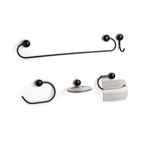 KIT PARA BANHEIRO TWISTER 5 PEÇAS BLACK STEEL