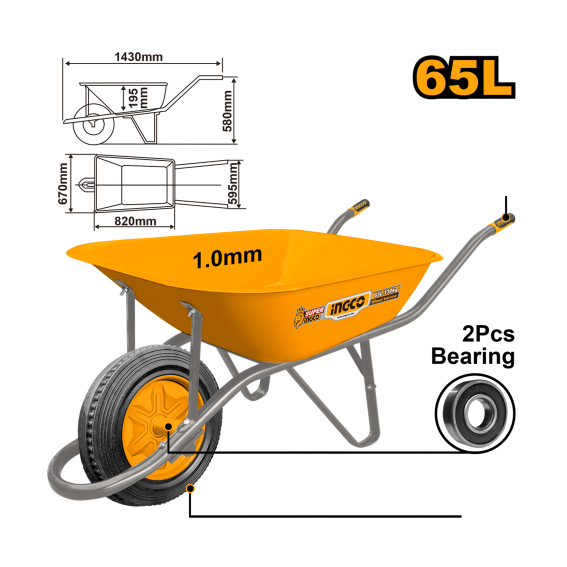 CARRINHO MAO CHAPA 90L PNEU CAMARA INGCO