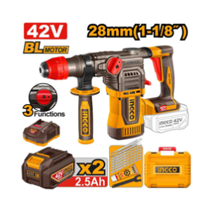 MARTELETE ROT BRUSHLESS IND 4.5J 28MM À BATERIA 42V INGCO C/2 BAT 2.5A.h CRHLI422882 INGCO